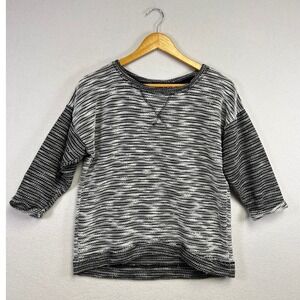 Absolutely Famous Women's Size S Black White Striped Knit 3/4 Sleeve Top